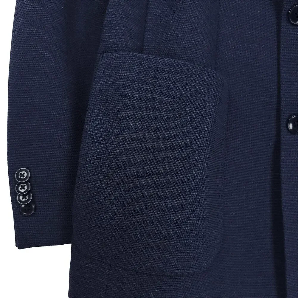 Michael Kors Mens Classic Fit Sport Coat Blazer 44R Navy Blue Solid Stretch Knit